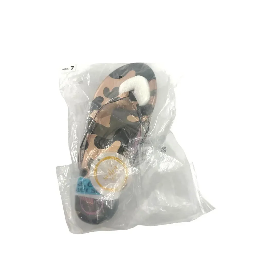 Solei Sea Women's Metallic Gold & Lilac Indie Camo Flip Flop Sandals Size 7